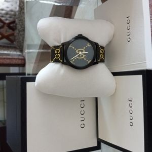 Gucci G Timeless Ghost New Quartz YA 1264019 Black Yellow Dial Men Watch